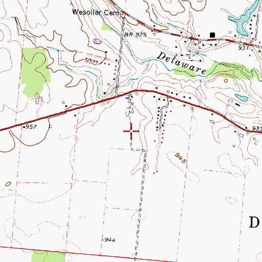 Topographic Map of Braddington Commons, OH