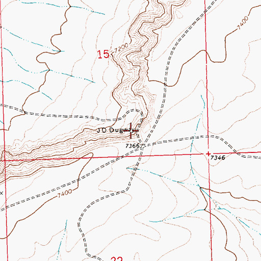 Topographic Map of J O Dugway, WY