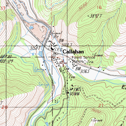 Topographic Map of Callahan Work Center, CA