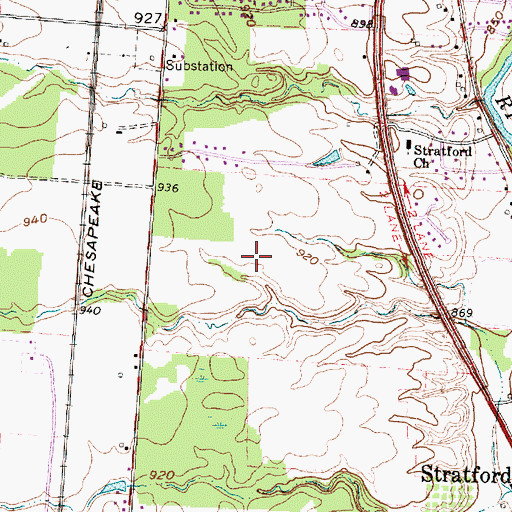 Topographic Map of Stratford Woods, OH