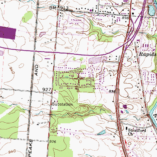 Topographic Map of Wesleyan Woods, OH
