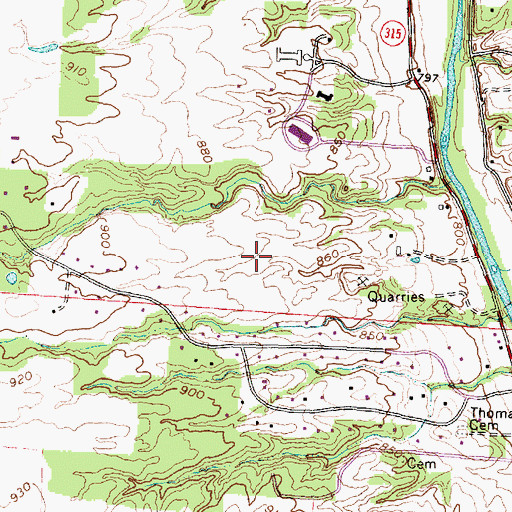 Topographic Map of Wingate Farms, OH
