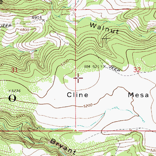 Topographic Map of Cline Mesa, AZ