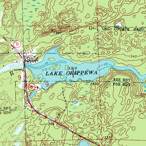 Topographic Map of Chippewa Lake, WI