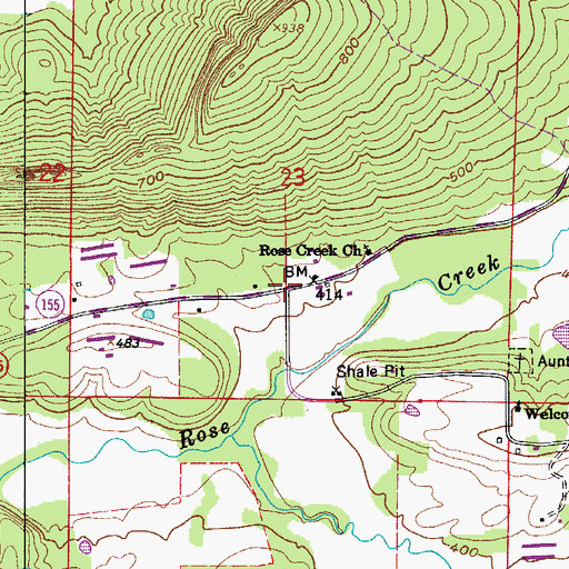 Topographic Map of Rose Creek, AR