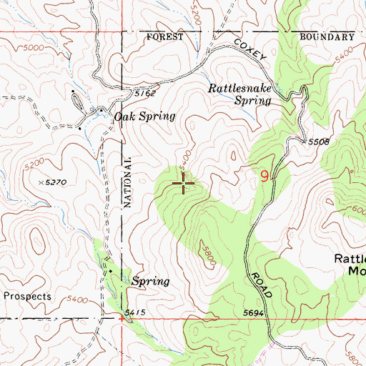 Topographic Map of Butt Rock, CA