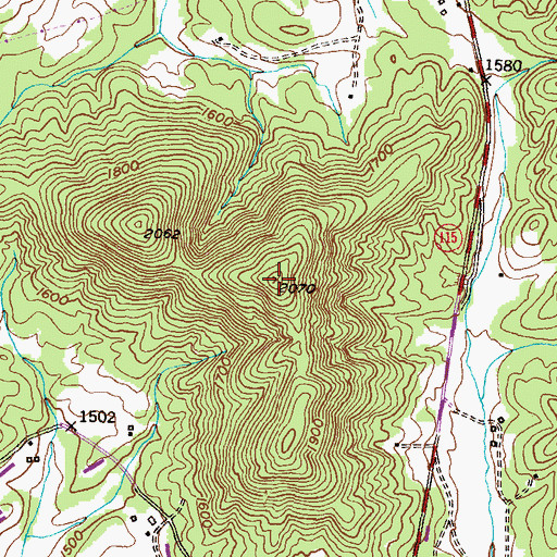Topographic Map of Shine Mountain, GA