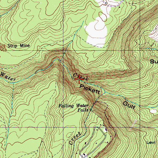 Topographic Map of Flatrock Falls, TN