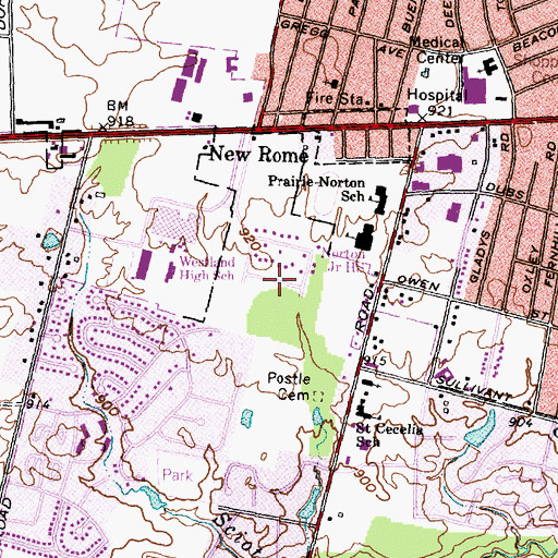 Topographic Map of Westwoods Village, OH
