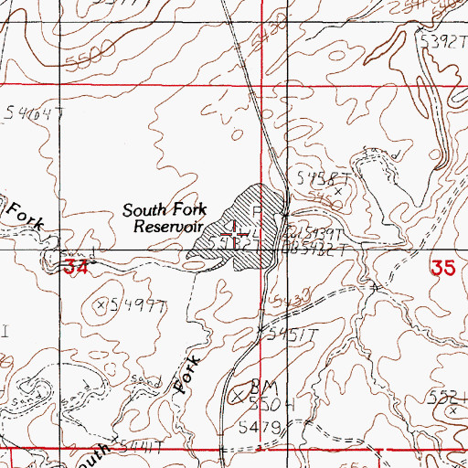Topographic Map of South Fork Reservoir, WY