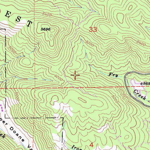 Topographic Map of Fry Creek Trail, CA