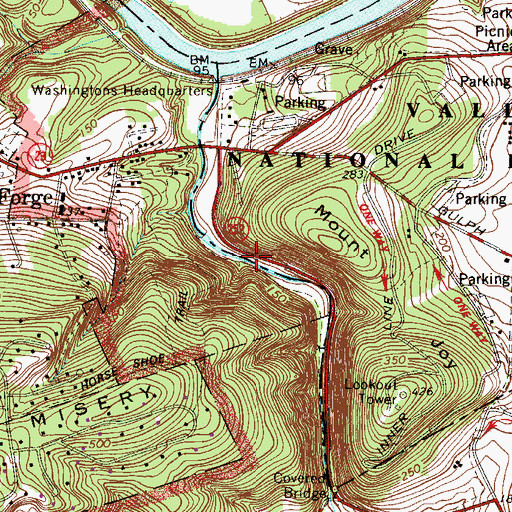 Topographic Map of Lambert Run, PA
