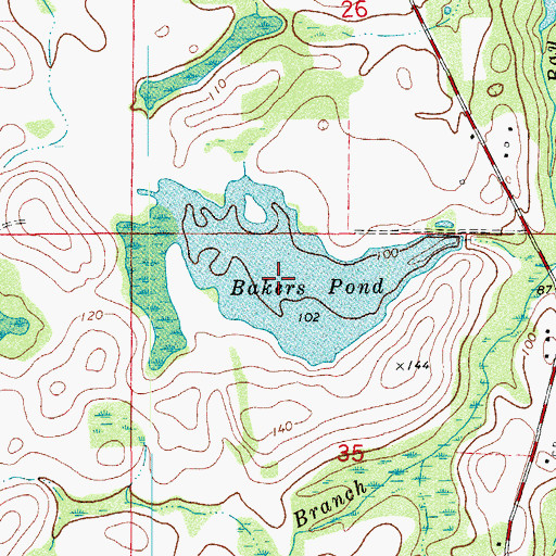 Topographic Map of Bakers Pond, FL