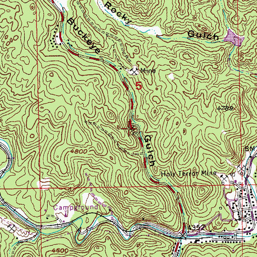 Topographic Map of Miners Gateway Tunnel, SD