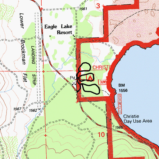 Topographic Map of Christie Beach Campground, CA
