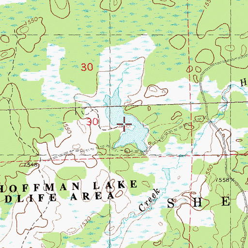 Topographic Map of Creeds Flowage, WI