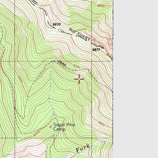 Topographic Map of Boundary National Recreation Trail, CA