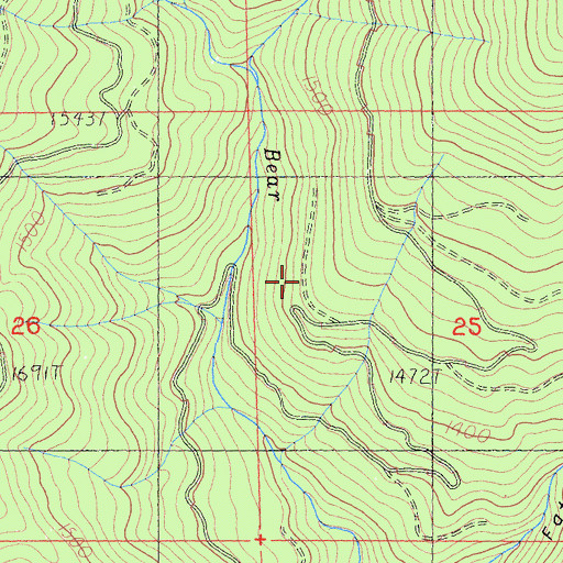 Topographic Map of Little Soda Creek Trail, CA
