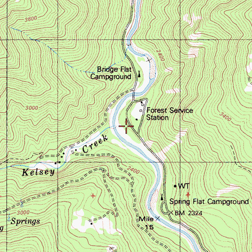 Topographic Map of Kelsey Creek Guard Station, CA