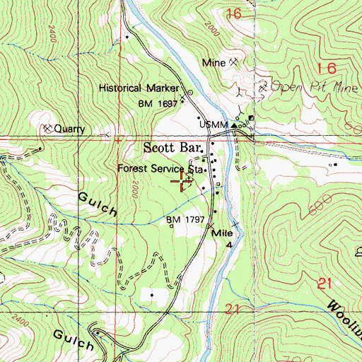 Topographic Map of Scott Bar Forest Service Station, CA