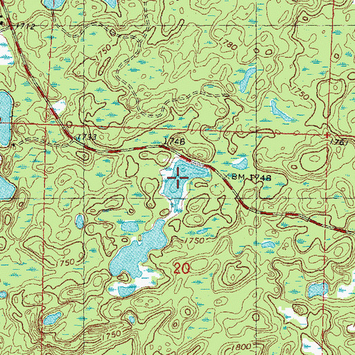Topographic Map of Helmet Lake, WI