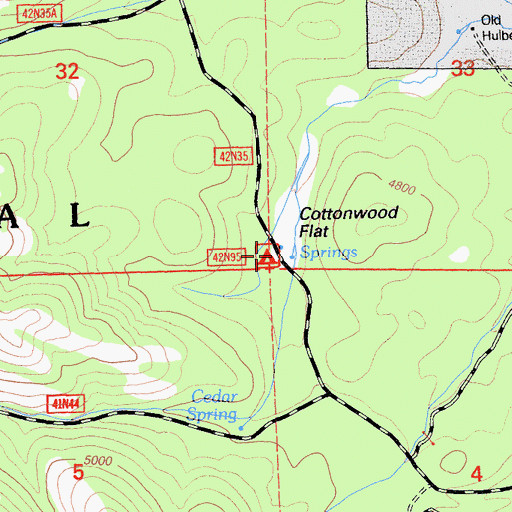 Topographic Map of Cottonwood Flat Campground, CA
