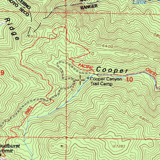Topographic Map of Cooper Canyon Trail Camp, CA