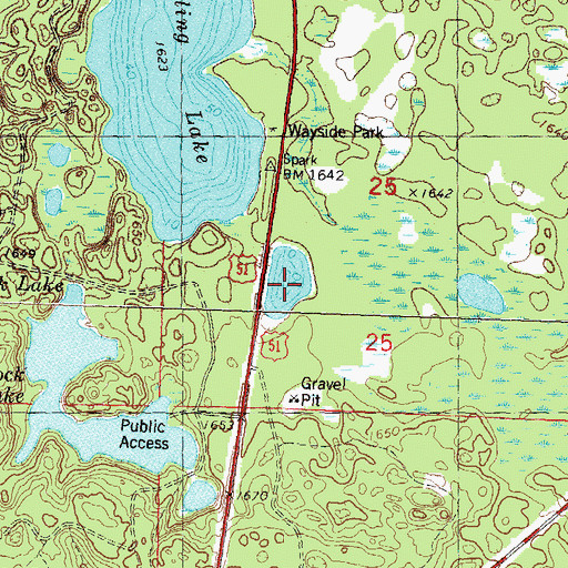 Topographic Map of Midge Lake, WI
