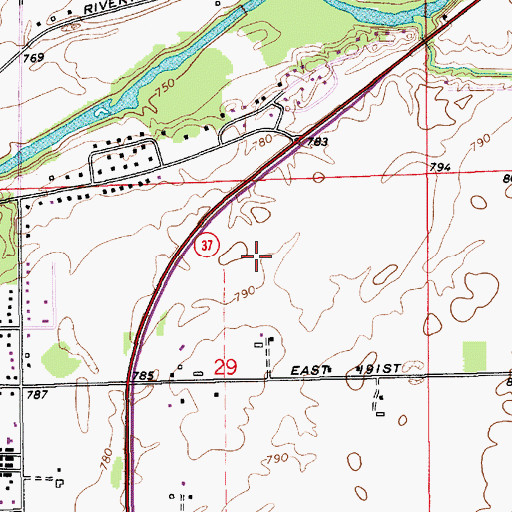 Topographic Map of Boulevard Bay, IN