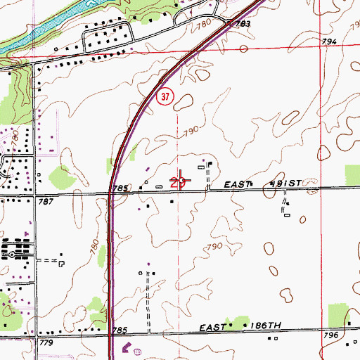 Topographic Map of Canal Way Pond, IN