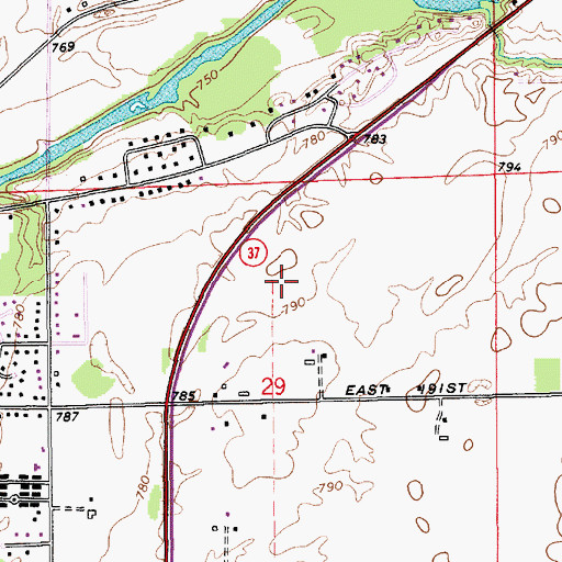 Topographic Map of Triangle Lagoon, IN