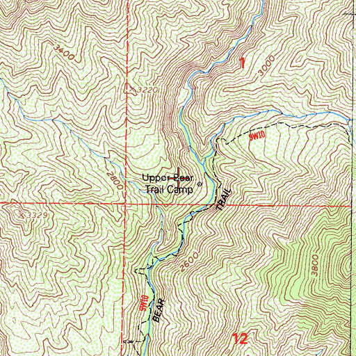 Topographic Map of Upper Bear Trail Camp, CA