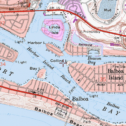 Topographic Map of Collins Island, CA