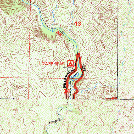 Topographic Map of Lower Bear Campground, CA