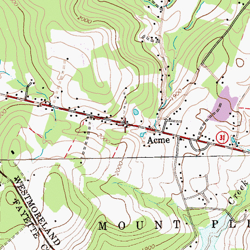 Topographic Map of Acme Post Office, PA