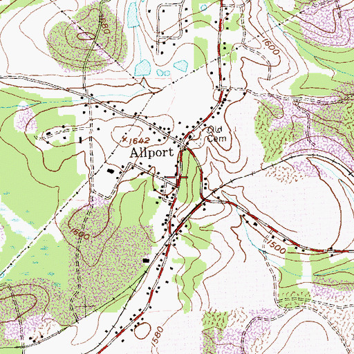 Topographic Map of Allport Post Office, PA