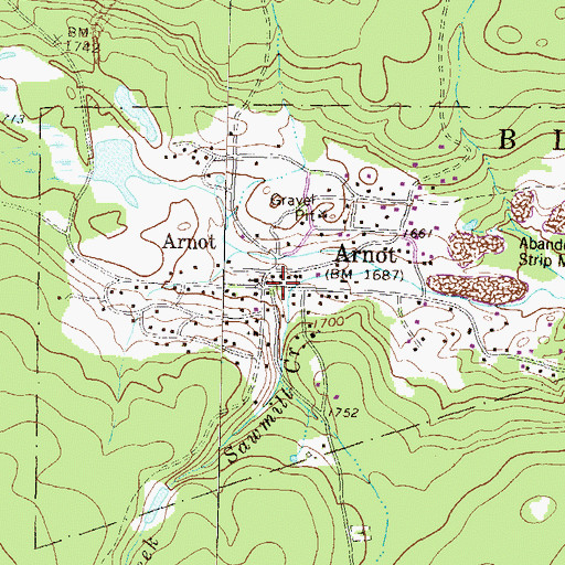 Topographic Map of Arnot Post Office, PA