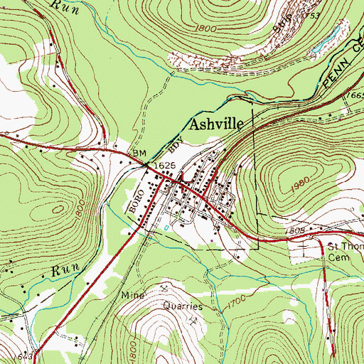 Topographic Map of Ashville Post Office, PA