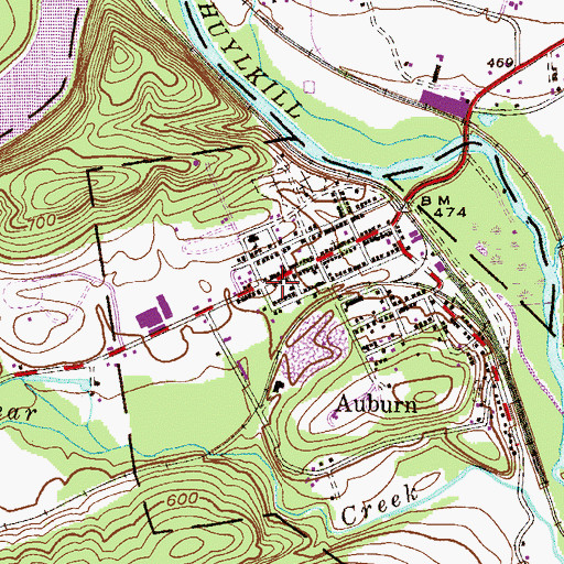 Topographic Map of Auburn Post Office, PA