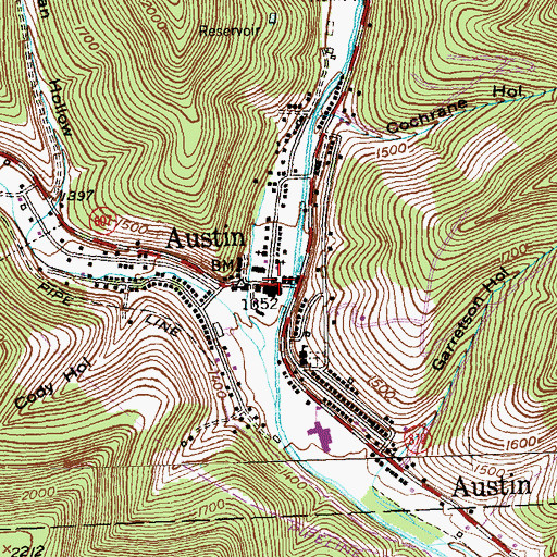 Topographic Map of Austin Post Office, PA