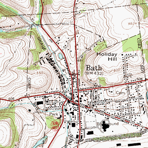 Topographic Map of Bath Post Office, PA