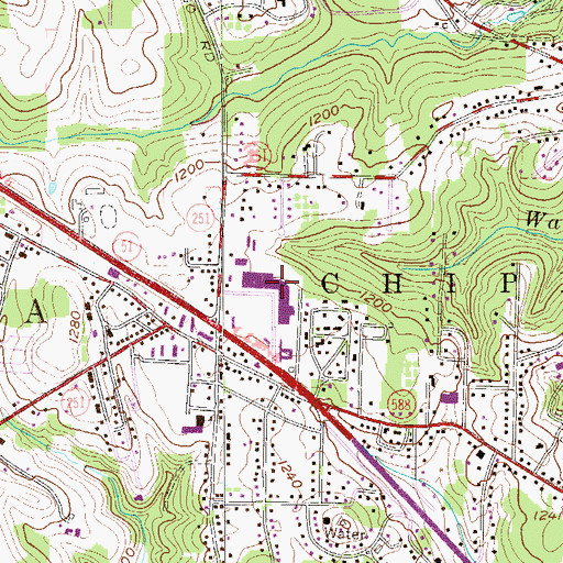 Topographic Map of Chippewa Mall Post Office, PA