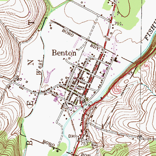 Topographic Map of Benton Post Office, PA