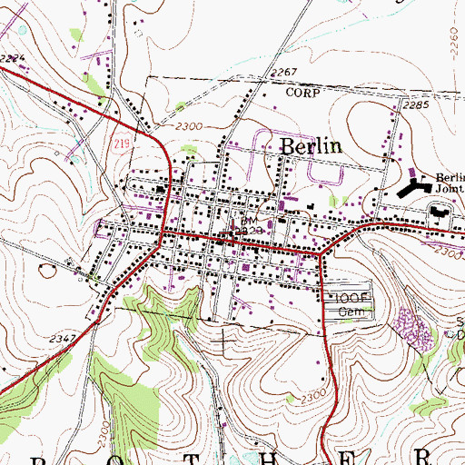 Topographic Map of Berlin Post Office, PA