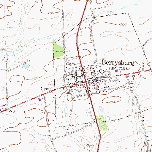 Topographic Map of Berrysburg Post Office, PA