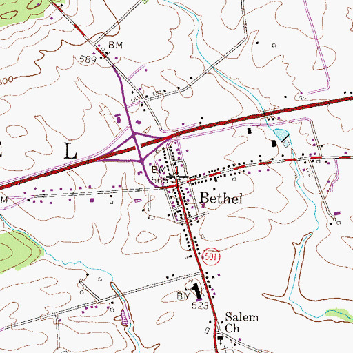 Topographic Map of Bethel Post Office, PA