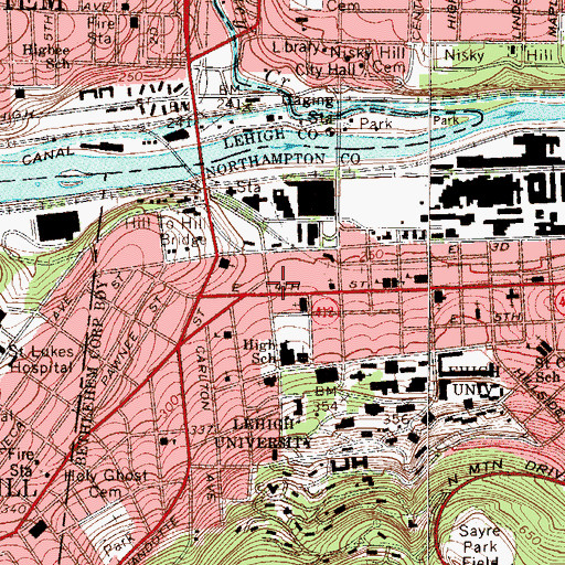 Topographic Map of Southside Post Office, PA