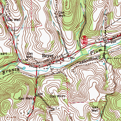 Topographic Map of Beyer Post Office, PA