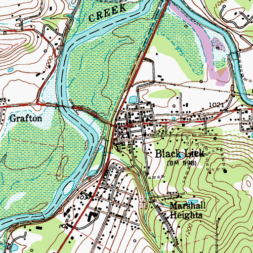 Topographic Map of Black Lick Post Office, PA