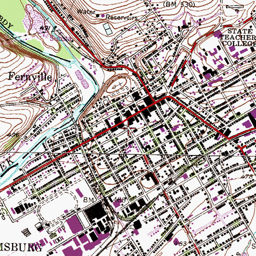 Topographic Map of Bloomsburg Post Office, PA